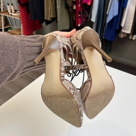 Steve Madden Snake Print Lace-up Pointed Toe Heels - Picture 4 of 4